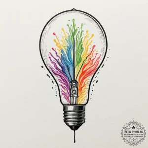 A vintage lightbulb filament glowing, tattoo... - эскиз тату (№1754862043_0, 10.08.2025 21:40) — tattoo-photo.ru