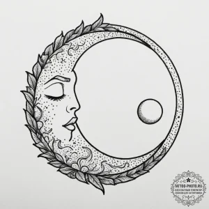 Tattoo sketch a half-moon on one partner, a h... - эскиз тату (№1754862245_0, 10.08.2025 21:44) — tattoo-photo.ru