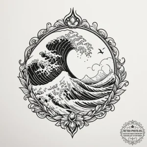 Tattoo design a crashing wave, powerful and r... - эскиз тату (№1754863450_0, 10.08.2025 22:04) — tattoo-photo.ru