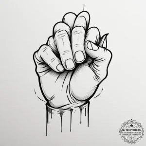 Fist, tattoo line art, on a clean white paper... - эскиз тату (№1754865459_0, 10.08.2025 22:37) — tattoo-photo.ru