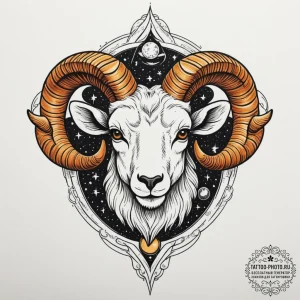 Tattoo sketch an aries ram's head with a cele... - эскиз тату (№1754865655_0, 10.08.2025 22:40) — tattoo-photo.ru