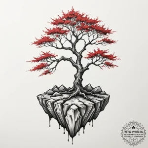 Tattoo sketch a tree growing out of rock, sym... - эскиз тату (№1754869271_0, 10.08.2025 23:41) — tattoo-photo.ru