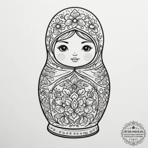 Matryoshka doll, tattoo flash sheet design, o... - эскиз тату (№1754869874_0, 10.08.2025 23:51) — tattoo-photo.ru