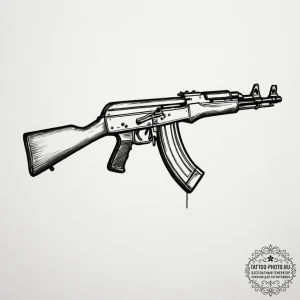 Ak-47 machine gun, ink illustration for tatto... - эскиз тату (№1754928502_0, 11.08.2025 16:08) — tattoo-photo.ru