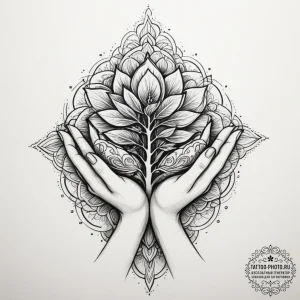 Tattoo sketch a small sapling growing from a... - эскиз тату (№1754930743_0, 11.08.2025 16:45) — tattoo-photo.ru