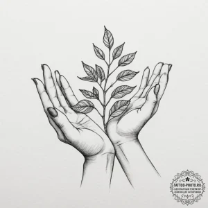 Tattoo sketch a small sapling growing from a... - эскиз тату (№1754930951_0, 11.08.2025 16:49) — tattoo-photo.ru