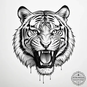 Tiger grin - эскиз тату (№1754933531_0, 11.08.2025 17:32) — tattoo-photo.ru