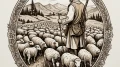 A shot of a shepherd guiding a flock of sheep... - эскиз тату (№1754934712_0, 11.08.2025 17:51) — tattoo-photo.ru