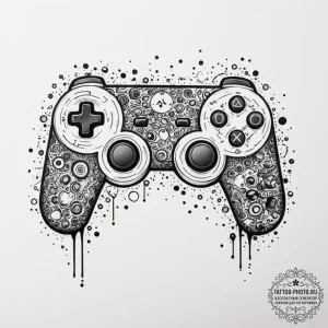Tattoo sketch a detailed retro console contro... - эскиз тату (№1754935107_0, 11.08.2025 17:58) — tattoo-photo.ru