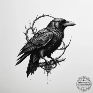 The three-eyed raven from game of thrones - эскиз тату (№1754940420_0, 11.08.2025 19:27) — tattoo-photo.ru