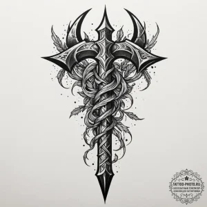 A powerful tattoo design of perun's axe, inte... - эскиз тату (№1754944813_0, 11.08.2025 20:40) — tattoo-photo.ru
