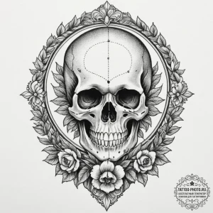 Skull in mirror, tattoo flash sheet design, b... - эскиз тату (№1754947219_0, 11.08.2025 21:20) — tattoo-photo.ru