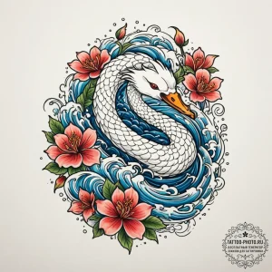 Swan, tattoo flash sheet design, irezumi japa... - эскиз тату (№1754952206_0, 11.08.2025 22:43) — tattoo-photo.ru