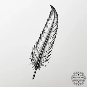 Tattoo design a feather that is also a key. - эскиз тату (№1754952414_0, 11.08.2025 22:46) — tattoo-photo.ru