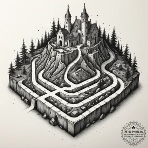 Tattoo design a dungeon crawl map with a glow... - эскиз тату (№1754953015_0, 11.08.2025 22:56) — tattoo-photo.ru