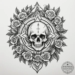 118. tattoo sketch: "oud" rune as a central e... - эскиз тату (№1754955616_0, 11.08.2025 23:40) — tattoo-photo.ru