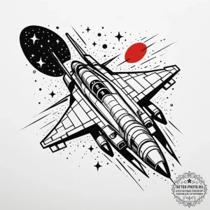 Tattoo design a retro pixelated spaceship fly... - эскиз тату (№1754959204_0, 12.08.2025 00:40) — tattoo-photo.ru