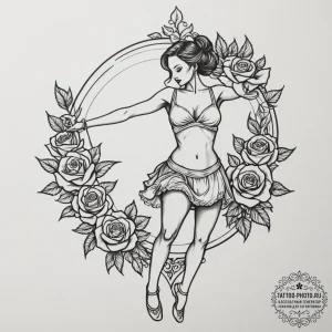Tattoo sketch a small, graceful dancer's silh... - эскиз тату (№1754961019_0, 12.08.2025 01:10) — tattoo-photo.ru
