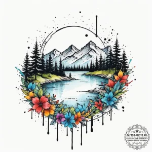 Nature & landscapes, tattoo line art, waterco... - эскиз тату (№1754962430_0, 12.08.2025 01:33) — tattoo-photo.ru