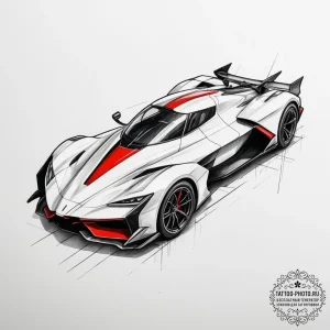 Tattoo sketch a futuristic vehicle, powerful... - эскиз тату (№1754963242_0, 12.08.2025 01:47) — tattoo-photo.ru