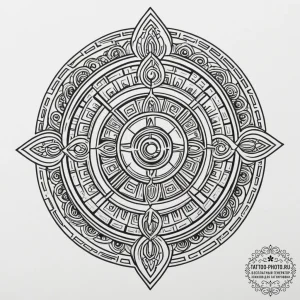 A mayan calendar stone, tattoo flash sheet de... - эскиз тату (№1754963846_0, 12.08.2025 01:57) — tattoo-photo.ru