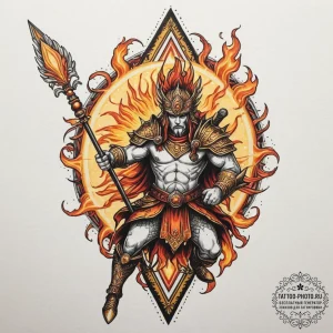 Tattoo design: a dynamic depiction of dazhbog... - эскиз тату (№1754965448_0, 12.08.2025 02:24) — tattoo-photo.ru