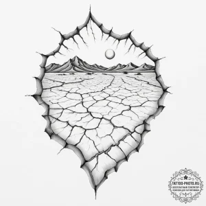The cracked, dry earth of a desert playa, str... - эскиз тату (№1754965648_0, 12.08.2025 02:27) — tattoo-photo.ru