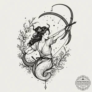 Tattoo sketch a sagittarius archer aiming at... - эскиз тату (№1754969266_0, 12.08.2025 03:27) — tattoo-photo.ru