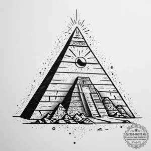 Tattoo design an ancient pyramid with glowing... - эскиз тату (№1754970059_0, 12.08.2025 03:40) — tattoo-photo.ru