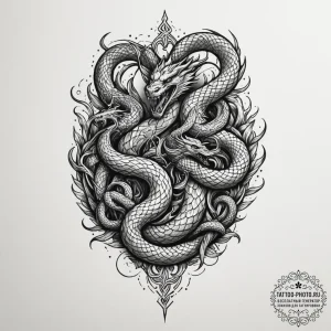 Tattoo design: a scene of perun battling a se... - эскиз тату (№1754970871_0, 12.08.2025 03:54) — tattoo-photo.ru