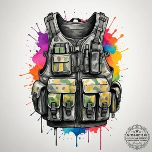 Tattoo sketch a generic tactical vest or plat... - эскиз тату (№1754971861_0, 12.08.2025 04:11) — tattoo-photo.ru