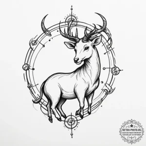 Tattoo sketch a zodiac animal outline filled... - эскиз тату (№1754973263_0, 12.08.2025 04:34) — tattoo-photo.ru