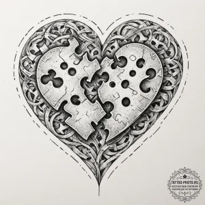 Tattoo design a heart shaped from two interlo... - эскиз тату (№1754974662_0, 12.08.2025 04:57) — tattoo-photo.ru
