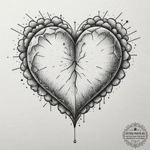 Tattoo design a heart depicted as solid stone... - эскиз тату (№1754977070_0, 12.08.2025 05:37) — tattoo-photo.ru