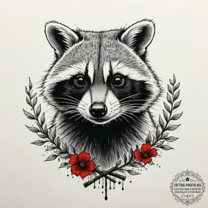 Raccoon, ink illustration for tattoo, on a cl... - эскиз тату (№1754978087_0, 12.08.2025 05:54) — tattoo-photo.ru