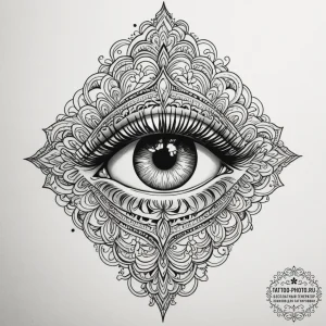 Eye mountain, tattoo drawing outline, ornamen... - эскиз тату (№1754979482_0, 12.08.2025 06:18) — tattoo-photo.ru