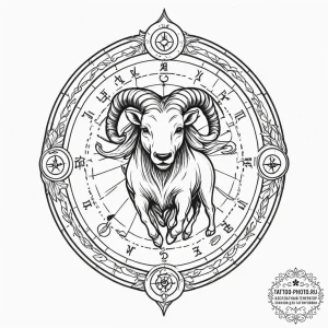 Tattoo sketch a zodiac symbol integrated into... - эскиз тату (№1754980887_0, 12.08.2025 06:41) — tattoo-photo.ru