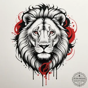 Lion, ink illustration for tattoo, clean line... - эскиз тату (№1754981083_0, 12.08.2025 06:44) — tattoo-photo.ru