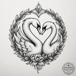 Tattoo sketch two entwined swans, representin... - эскиз тату (№1754983442_0, 12.08.2025 07:24) — tattoo-photo.ru