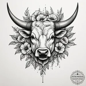 Tattoo design a taurus bull's head emerging f... - эскиз тату (№1754984622_0, 12.08.2025 07:43) — tattoo-photo.ru