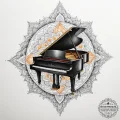A person playing a grand piano in an empty co... - эскиз тату (№1754985606_0, 12.08.2025 08:00) — tattoo-photo.ru