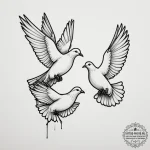 Tattoo design a pair of doves in flight, symb… — эскиз тату (№1754986786_0, 12.08.2025 08:19) — tattoo-photo.ru