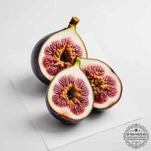 A close-up of a fresh fig, sliced in half. - эскиз тату (№1754987375_0, 12.08.2025 08:29) — tattoo-photo.ru