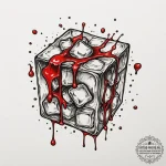 A close-up of a melting ice cube., tattoo dra… — эскиз тату (№1754987572_0, 12.08.2025 08:32) — tattoo-photo.ru