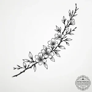 Tattoo design a delicate cherry blossom branc... - эскиз тату (№1754987965_0, 12.08.2025 08:39) — tattoo-photo.ru