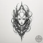 наука, технологии и киберпанк, artistic tatto… — эскиз тату (№1754988954_0, 12.08.2025 08:55) — tattoo-photo.ru