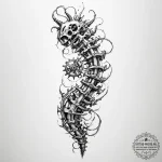 Mechanical spine (sandevistan style) — эскиз тату (№1754989547_0, 12.08.2025 09:05) — tattoo-photo.ru