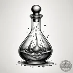 Potion bottle with glowing liquid — эскиз тату (№1754990341_0, 12.08.2025 09:19) — tattoo-photo.ru