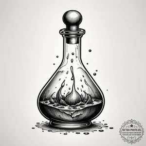 Potion bottle with glowing liquid - эскиз тату (№1754990341_0, 12.08.2025 09:19) — tattoo-photo.ru