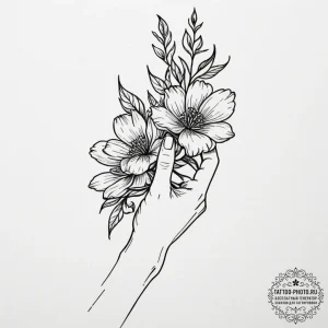 Tattoo sketch a woman's hand gently caressing... - эскиз тату (№1754992517_0, 12.08.2025 09:55) — tattoo-photo.ru
